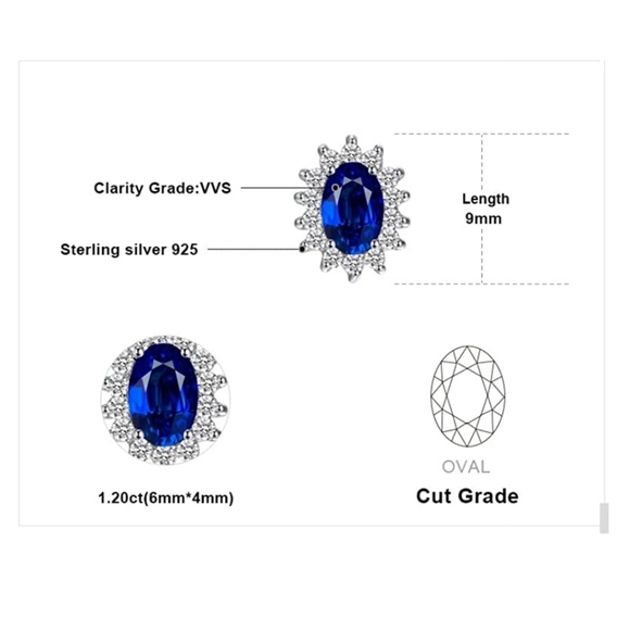 Sterling silver and lab sapphire earrings NIB - Picture 2 of 9